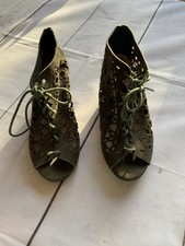 New Without Tags Primark Women’s Suede Wedge Open Toe Shoes Size Uk4 Green