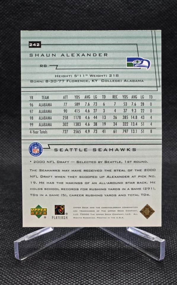 Shaun Alexander 2000 Upper Deck Encore Rookie #242 - Seattle Seahawks - Image 4 of 4