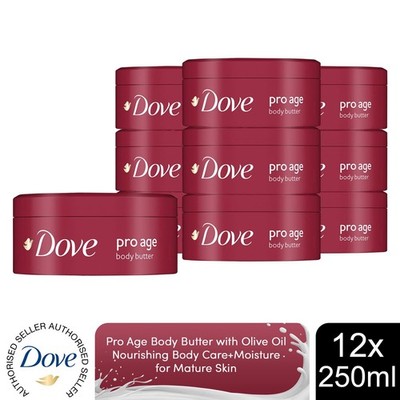 Dove Pro Age Körperbuttercreme mit Olivenöl Körperpflege + Feuchtigkeit 250ml, 12er Pack
