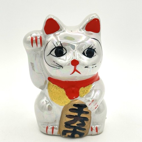 Vntg 4.25 Inch Maneki Neko Fortune Waving CAT Bank  Japanese Ceramic No Stopper