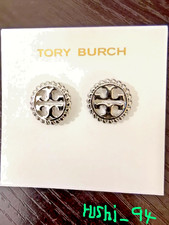Tory Burch Silver Kira Double T Twist Stud Earrings