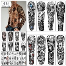 46 Sheets of Realistic Skull  Animal Temporary Tattoos - Waterproof  Non-Toxic