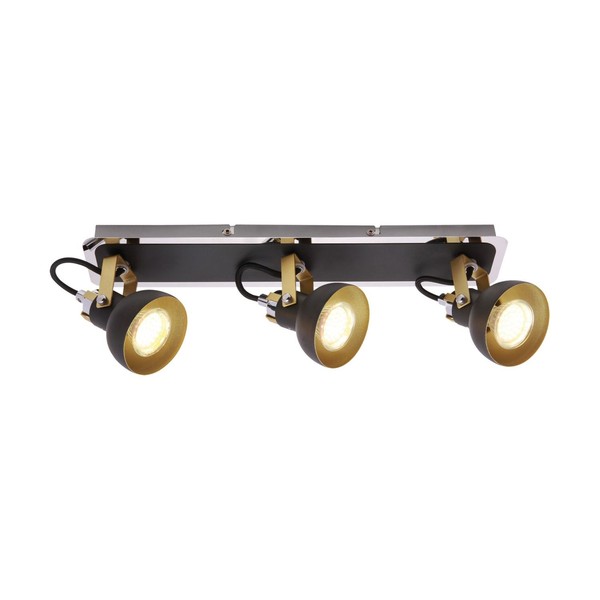 Deckenstrahler Deckenlampe 3-Flammig GU10 B: 43 Cm Schwenkbar Schwarz Gold Klein-image