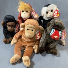 Monkey Chimps TY Beanie Babies Lot of 5 Schweetheart Mooch CONGO Bongo Cheeks