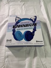Kawaii Cat Ear Bluetooth Headphones LED Light Up Wireless Blue New