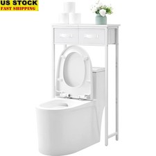 2-Tier Over Toilet Storage Shelf W/ Drawers Space Saver Bathroom Organizer New