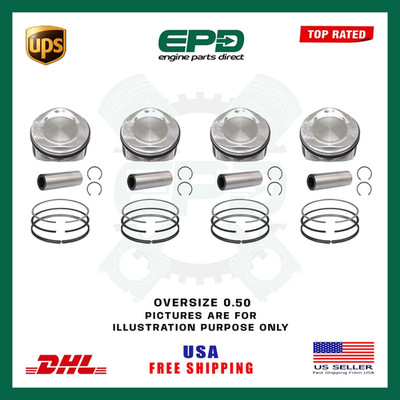 PISTON WITH RINGS x4 0.5mm FITS LAND ROVER SVR 508PS SUPERCHARGED V8 5.0L PETROL