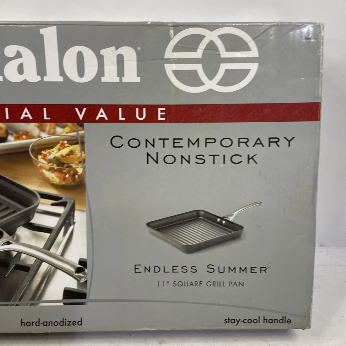 "Calphalon Contemporary 11"" Cuadrado Antiadherente Parrilla Sartén 28 cm Mango Stay-Cool"