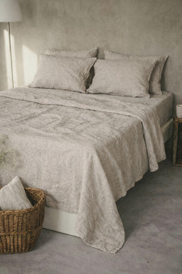 Leinen Bettlaken ohne Gummi 100% Stonewashed 240x260 cm Laken Überwurf Natürlich