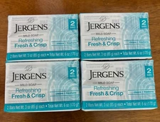 Lot of 4 (2) Packs of Jergens Mild Soap, Refreshing FRESH & CRISP. Total 8 Bars