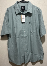 Quiksilver Solid Gray SS Mens XL Point Collar...