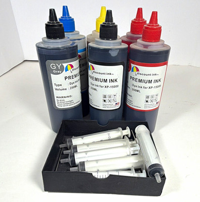 Discount Ink Dye Ink Refill Bottle & Kit for Epson XP-15000 6 bottles 250ml