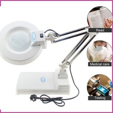 LED Desk Table Lamp Magnifier w/Stand 20X Magnifying Glass Folding Reading Light