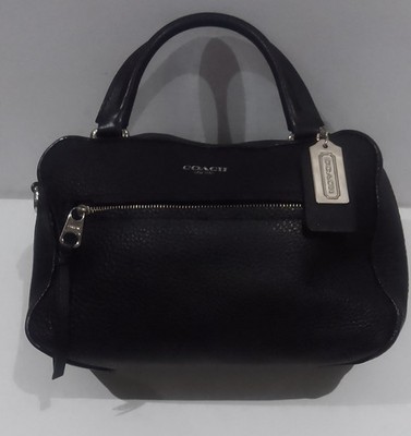 Coach Umhängetasche schwarz Leder Bleecker Toaster ohne Riemen Logo Tasche genarbt