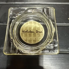 Vintage Holiday Inn Hotel Clear Glass 4" Square Ashtray Cigar Motel  EUC