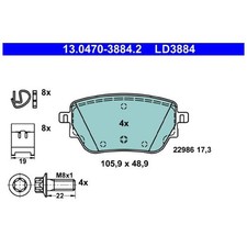 Satz Bremsbeläge Bremsklötze hinten für Mercedes B-Klasse W247 CLA C118 | 240