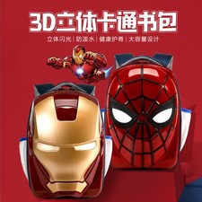 3D Marvel Spider-man Iron Man LED Eyes PVC ABS Satchel Kids Backpack Schoolbag
