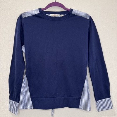 Vineyard Vines Blue and Stripes Long Sleeve Top with Drawstring Waist size S