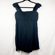 Abercrombie & Fitch Women Dress Sz L Black Emerson Linen Blend Pleated Mini