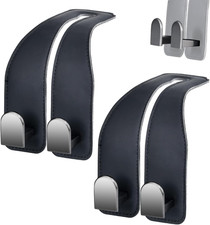 Car Hooks for Headrest, Leather Car Seat Back Storage Organizer Interior Accesso
