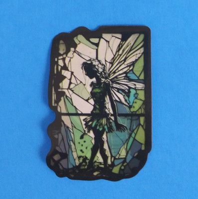 Fairy Green Stained Glass Window Sticker 2.38'' x 1.58'' (AN)