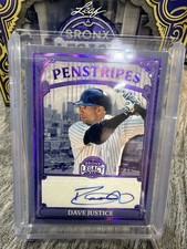 2025 Leaf a Bronx Legacy - Penstripes David Justice #P-DJ1 Purple Foil- Auto /12