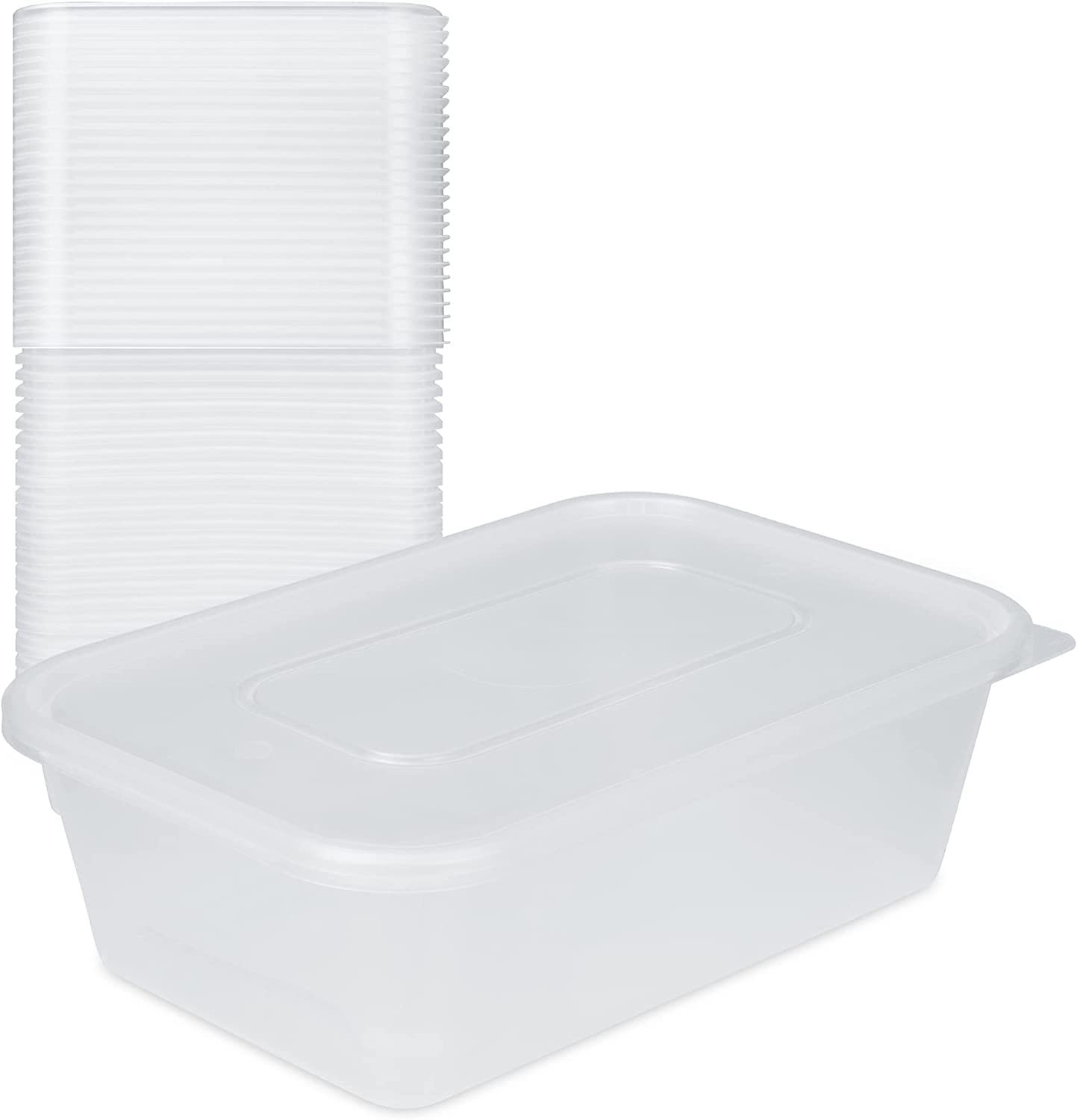 Clear Plastic Food Containers with Lid 650ml Microwave Safe Takeaway Boxes - 300