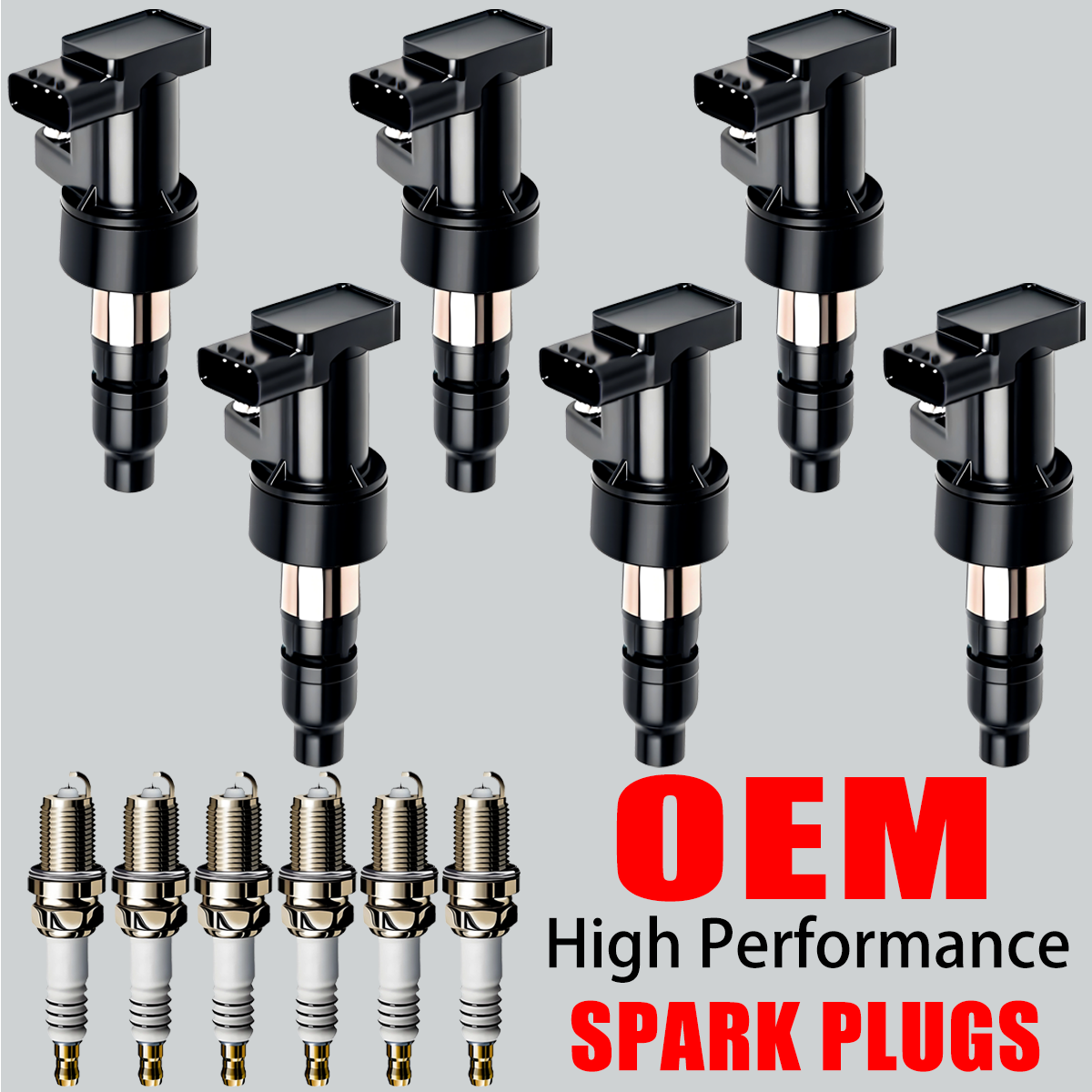 6X OEM Ignition Coil & Iridium Spark Plug For Jaguar X-Type S-Type 3.0L V6 UF435