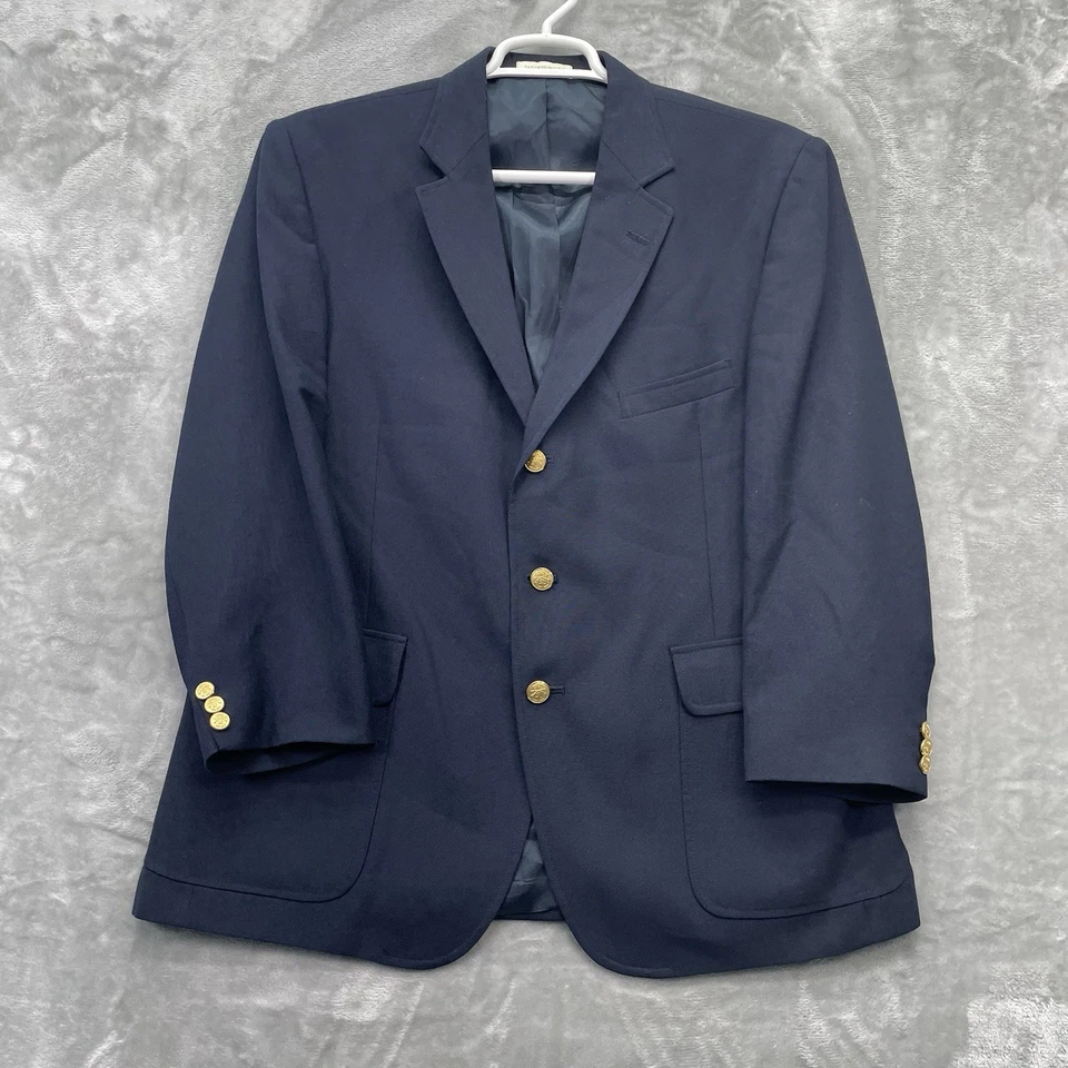 Orvis Blazer 男式 44S 码夹克外套运动套装羊毛三扣大学 — 第 2/4 张图片