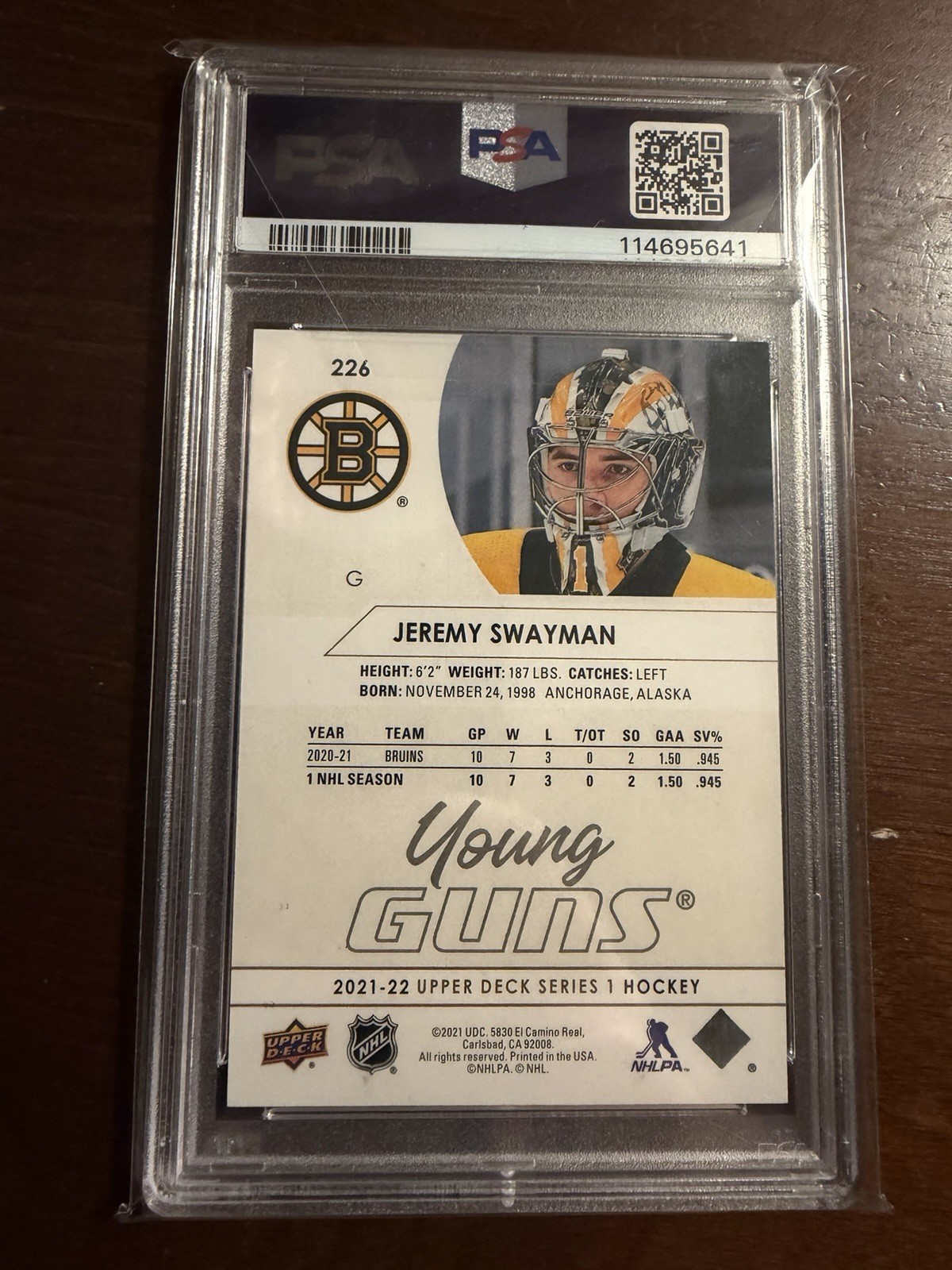 JEREMY SWAYMAN 2021/22 Upper Deck Young Guns #226 Speckled Rainbow Foil RC PSA 9 view 2