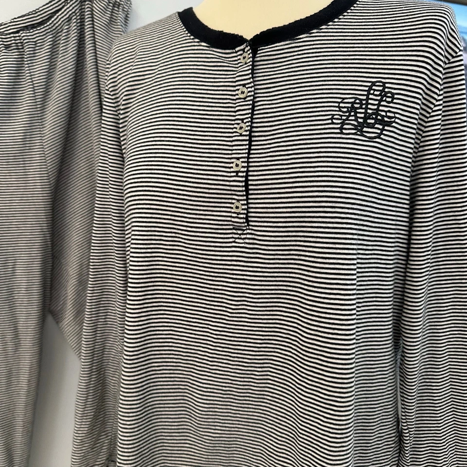 Conjunto de pijama para mujer Lauren Ralph Lauren con logotipo a rayas de algodón XL  Foto 2 de 4