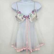 NWT Vintage Fredericks of Hollywood Floral Mesh Babydoll Lingerie S Fairy Y2K