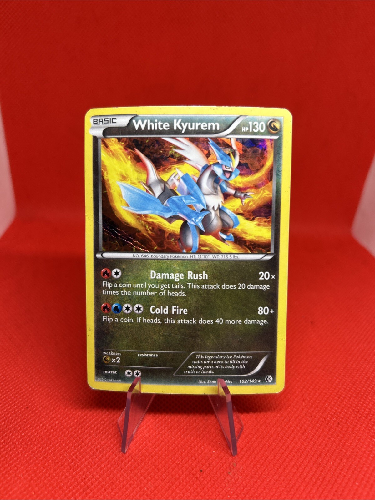 White Kyurem Holo Rare 102/149 Pokemon Card Cracked Ice Boundaries CREASED