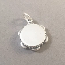 .925 Sterling Silver 3-D TAMBOURINE CHARM Music Instrument Pendant 925 NEW HB27