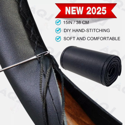 Leather Steering Wheel Cover,  Steering Wheel Cover DIY Kit with Needle Thread