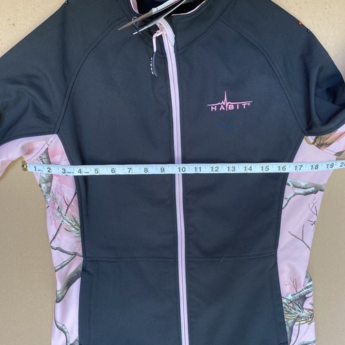 NWT Habit Real Tree Pink Black Wind Water Resist Zip Jacket Women's Small 0089 - Picture 7 of 8