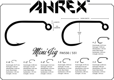 AHREX FW550 Mini Jig barbed 24 Haken #10 - #14 Ahrex Mini Jig Haken Widerhaken