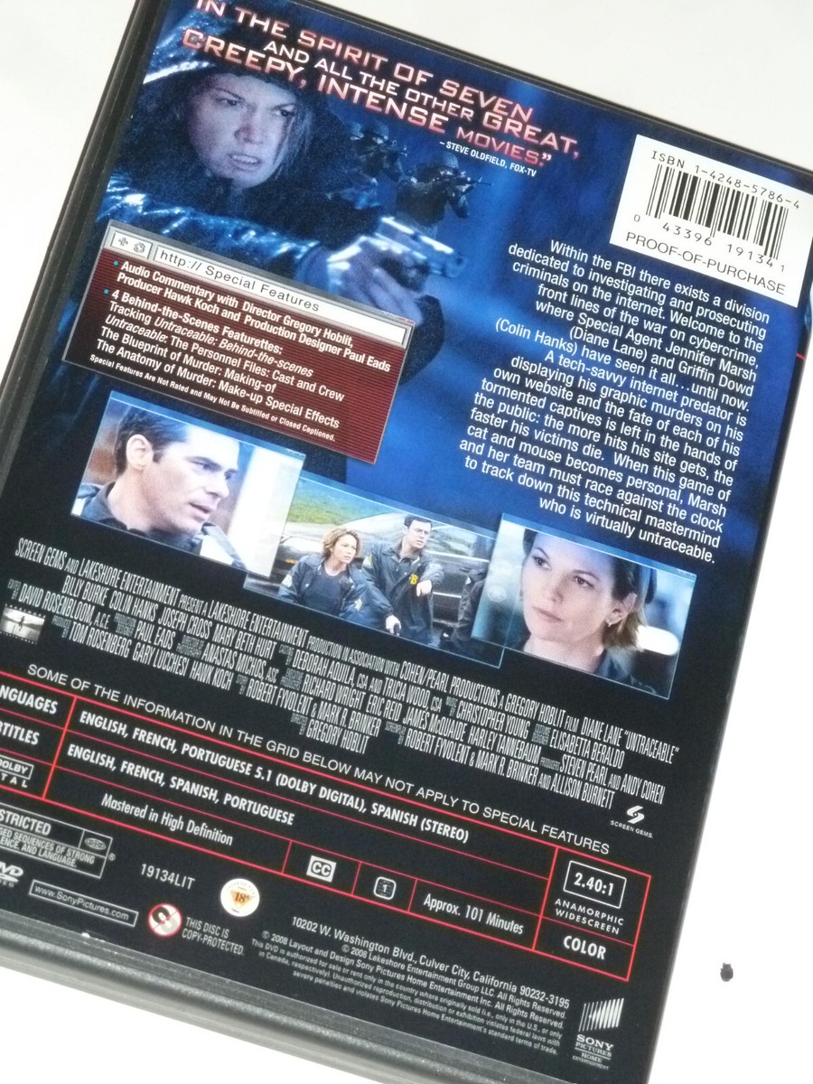Untraceable DVD 2008 crime thriller movie serial killer Diane Lane