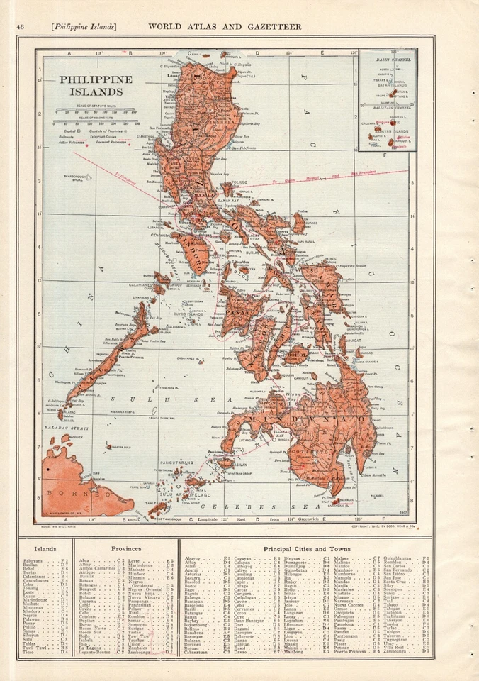 1914 Antique PHILIPPINES Map VINTAGE Map of the Philippine Islands Map #1913 - Image 4 of 4