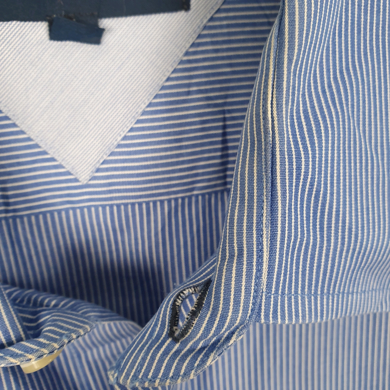 TOMMY HILFIGER Blue Striped Shirt Long Sleeve Casual Mens M image 4