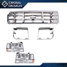 Fit For 1992-1996 Ford F-150 1992-1997 F-250 Chrome Grille Headlights Kit Fit For 1992-1996 Ford F-150 1992-1997 F-250 Chrome Grille Headlights Kit
