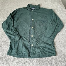 Vintage Lands End Shirt Adult Large Green Mens Cotton Pajama Made in USA 90s