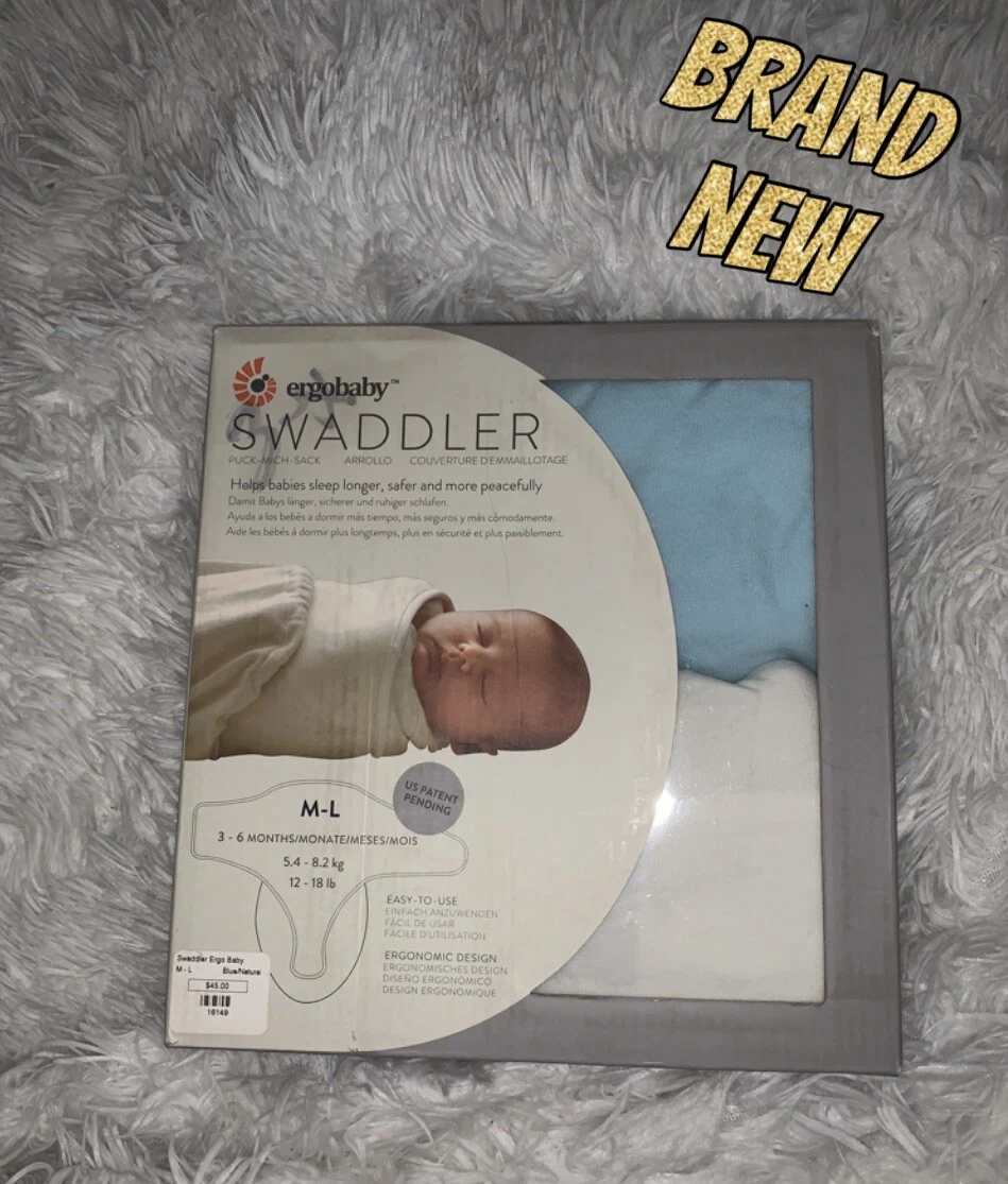 ErgoBaby Swaddler 2-Pack - Size M/L - Blue/Natural Brand New In Box