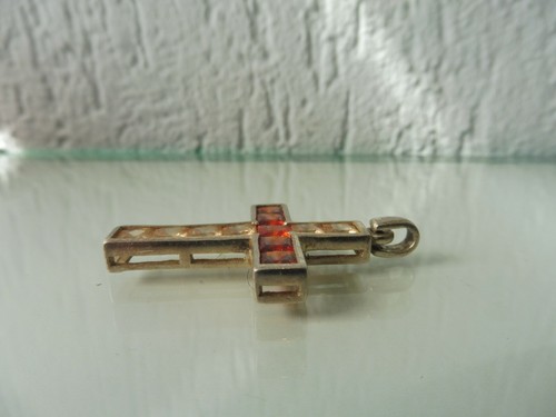 Belle Pendentif, Croix, 925 Argent Avec Poli Pierres, 4,6cm, Lumani - Photo 3 sur 4