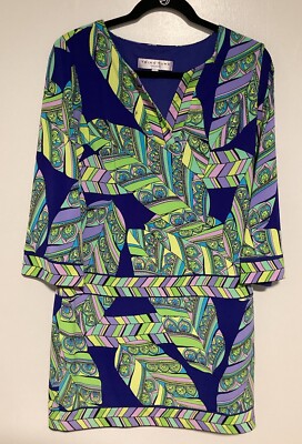 Trina Turk Women Dress Size Paisley Colorful Green Vacation