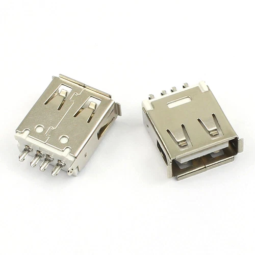 10Pcs USB 2.0 Type A 4 Pin 4P Female AF Solder Socket Jack Connector 180 Degree