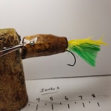 Cedar Wood Hand Made Fishing Vintage Inspired Topwater Lure Green Chartreuse 
