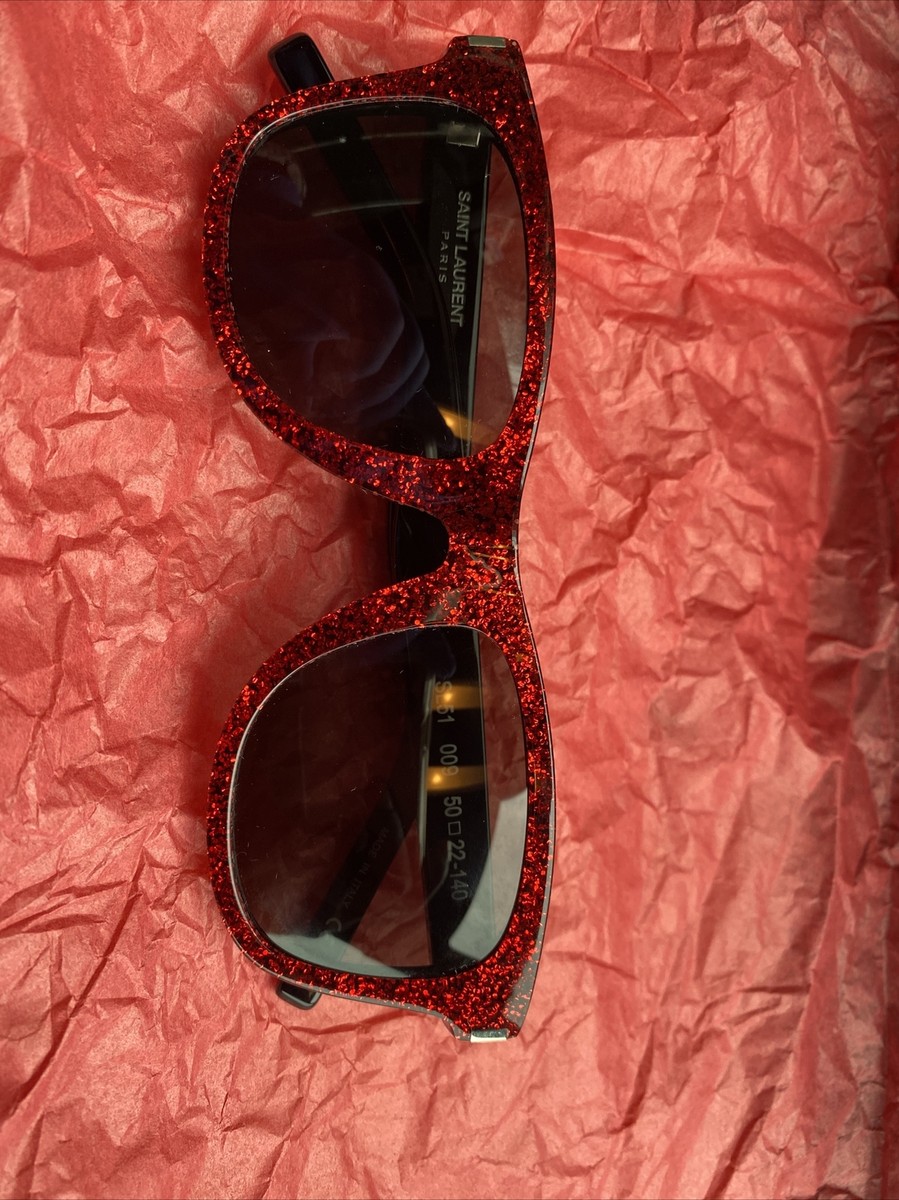Saint Laurent Paris Red Glitter Black SL 51 009 Sunglasses  display picture 1