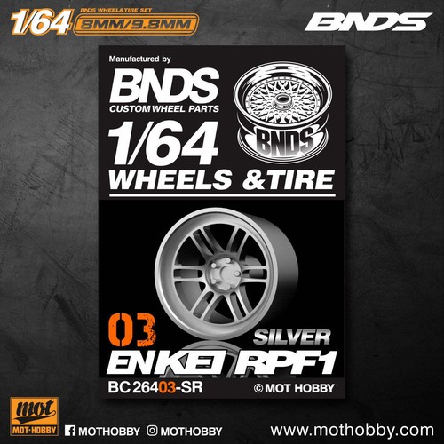 Mot Hobby BNDS . ABS Plastic 1/64 Wheel and Tire Sets - BLACK CHROME - Select Op - Picture 11 of 32