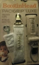 Qty 2! Booginhead Pacifier Clip.  Pacigrip Luxe. NWT. Grey.